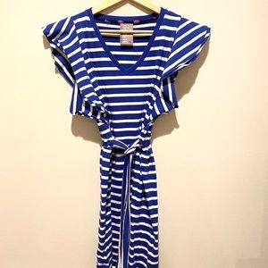 Anthropologie Dolan Blue Striped Belted Dress
